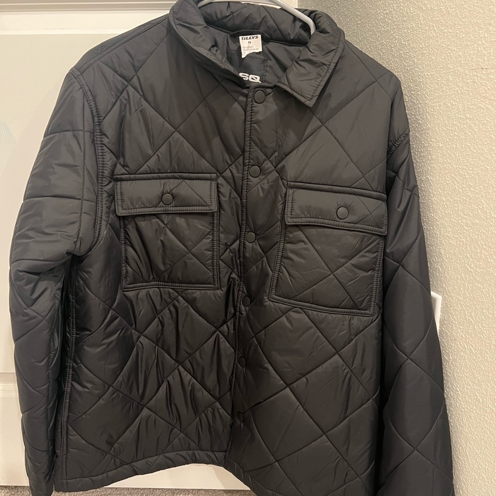 RSQ Men's Black Quilted Shirt Jacket